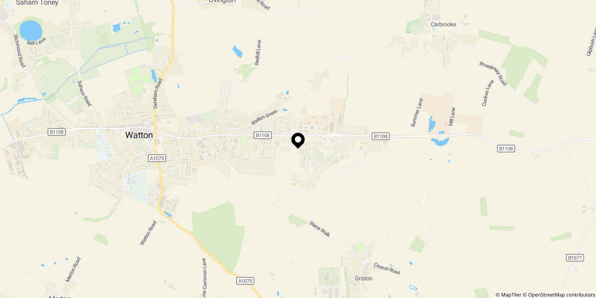 Approximate location of Canberra Road, Carbrooke, Thetford, IP25 6GQ