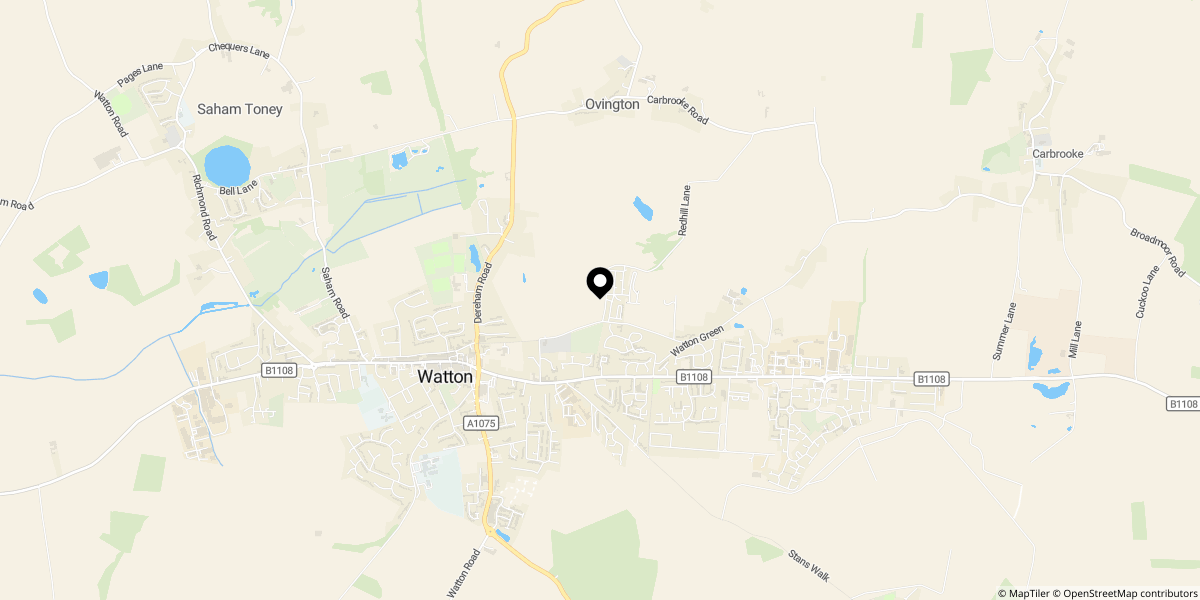 Approximate location of Redhill Park, Watton, Thetford, Norfolk, IP25 6RE
